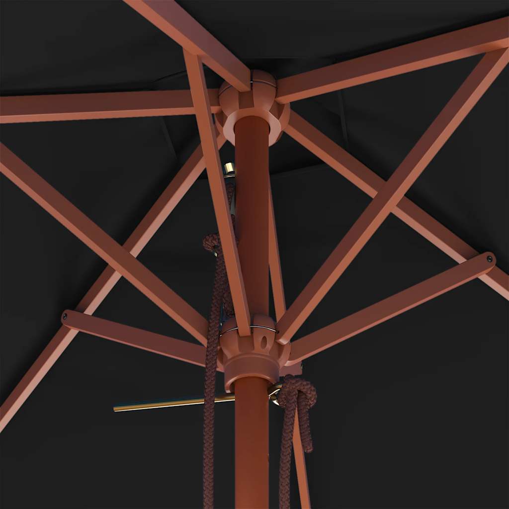 Hageparasoll med trestang svart 150x200 cm