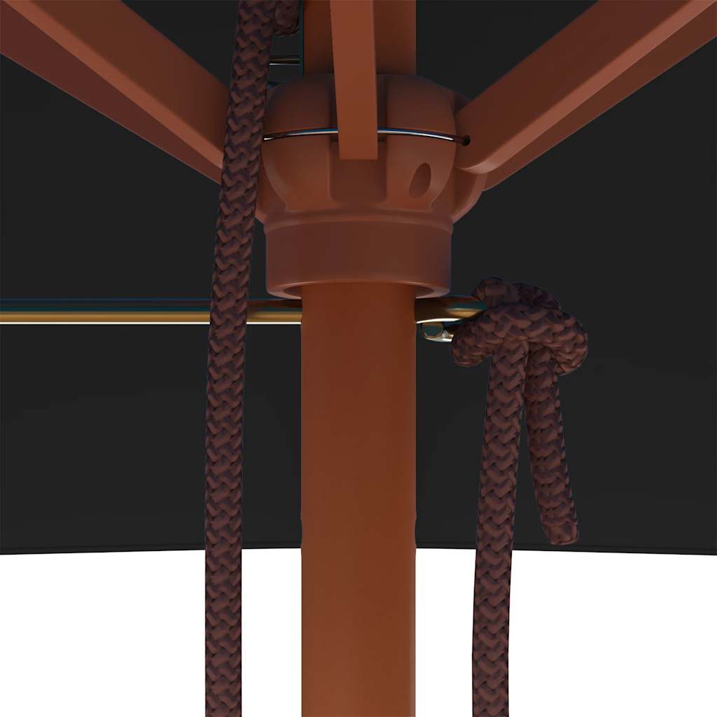 Hageparasoll med trestang svart 150x200 cm