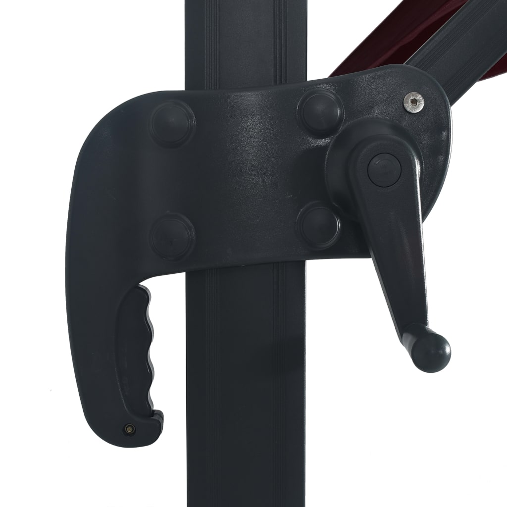 Hengende hageparasoll med LED-lys vinrød 400x300 cm