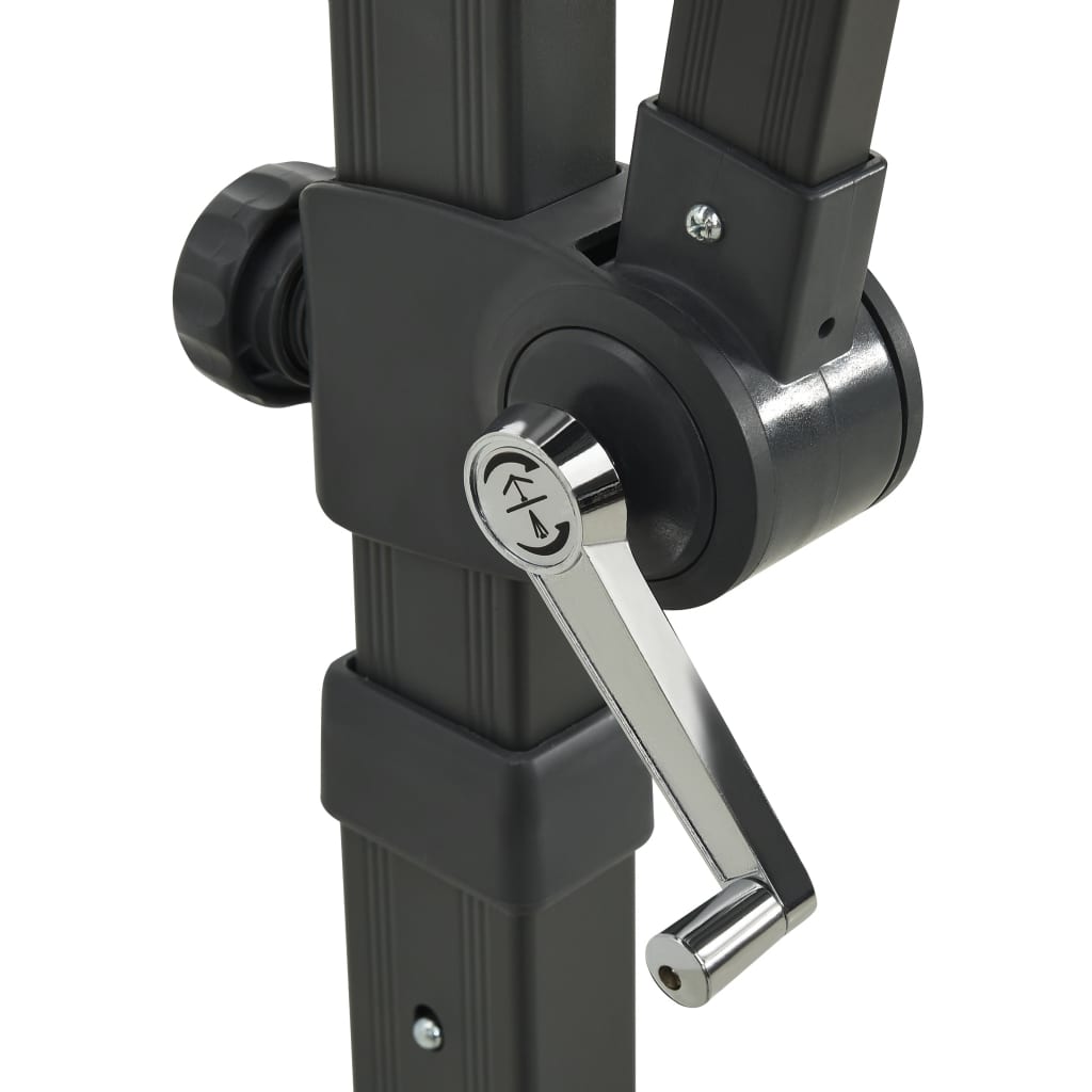 Hengende hageparasoll med stang og LED-lys grønn 250 cm