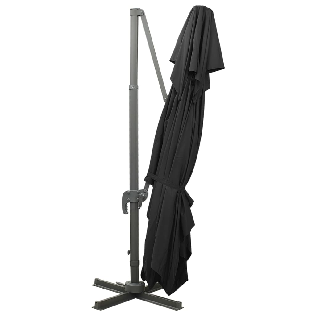 Hengende hageparasoll med dobbel topp sand 400x300 cm