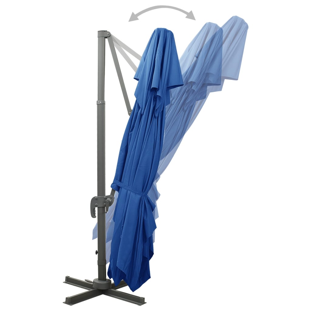 Hengeparasoll med dobbel topp 400x300 cm asurblå