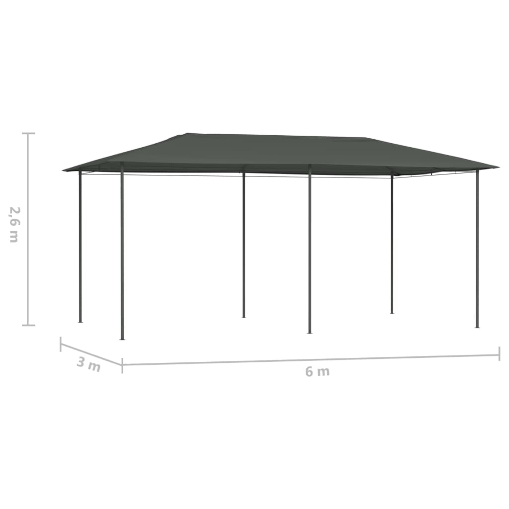 Paviljong 3x6x2,6 m antrasitt 160 g/m²