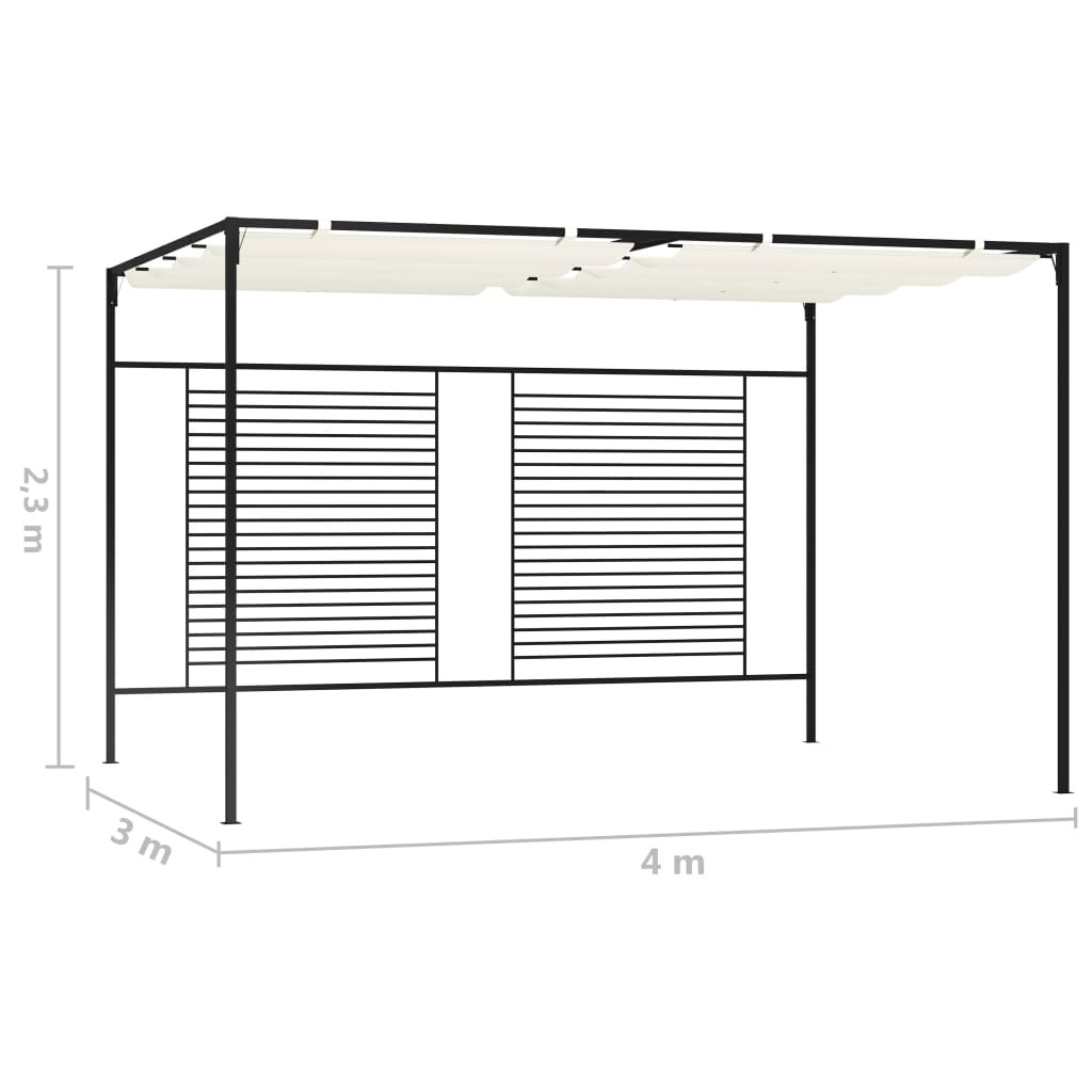 Paviljong med uttrekkbart tak 3x4x2,3 m kremhvit 180 g/m²