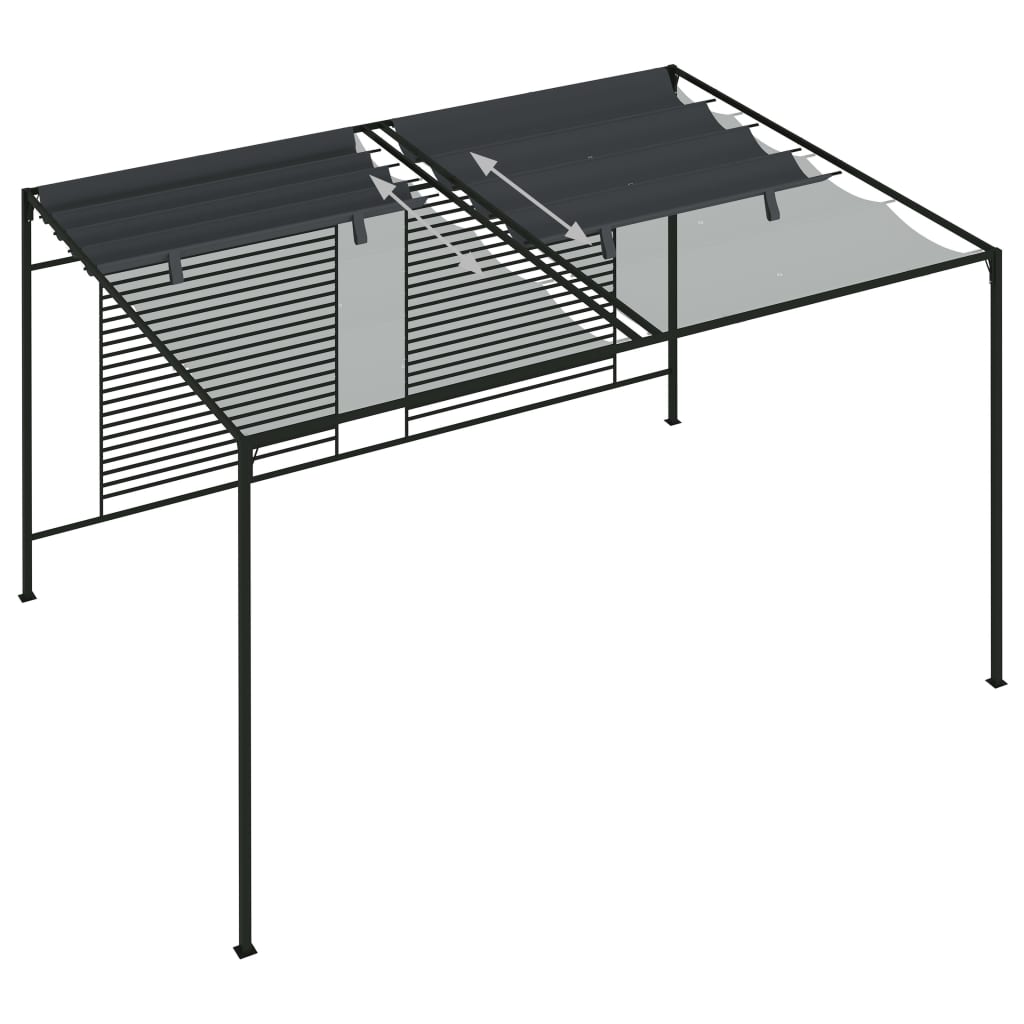 Paviljong med uttrekkbart tak 4x3x2,3 m antrasitt 180 g/m²