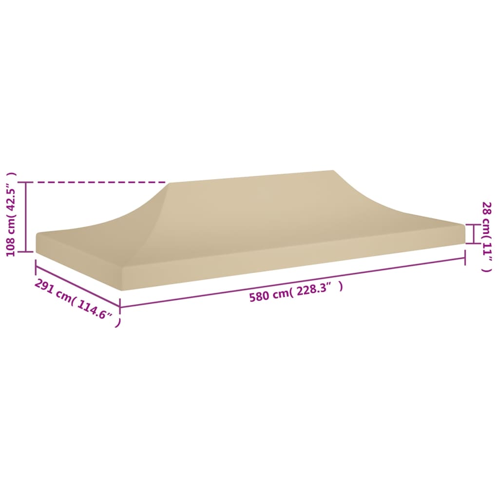 Teltduk for festtelt 6x3 m beige 270 g/m²