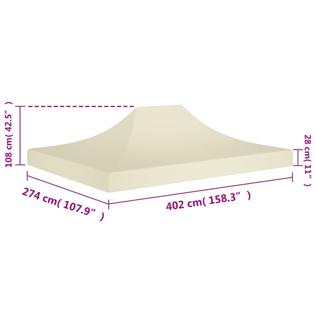 Teltduk for festtelt 4x3 m kremhvit 270 g/m²