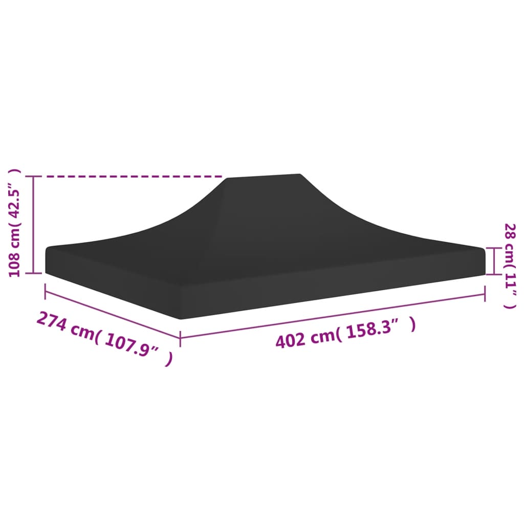Teltduk for festtelt 4x3 m svart 270 g/m²