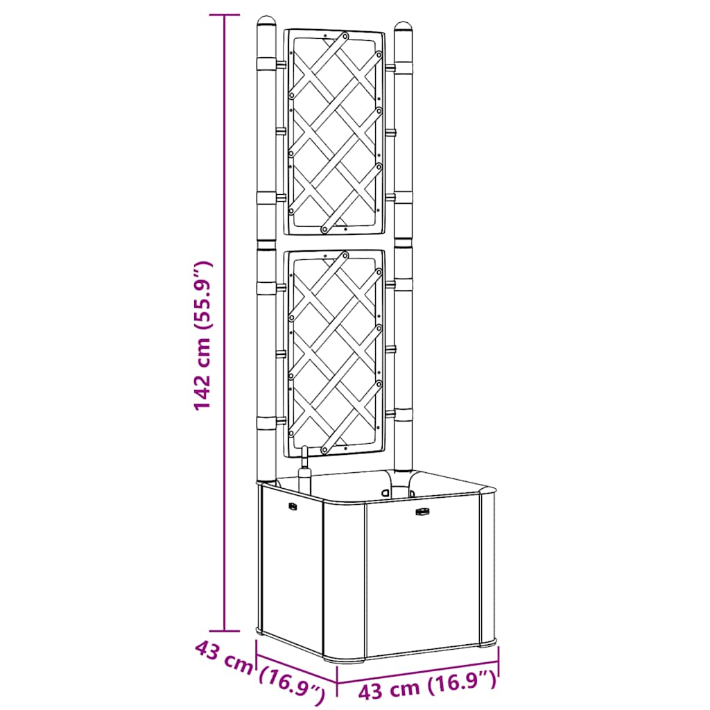 Høybed med espalier og selvvanningssystem hvit