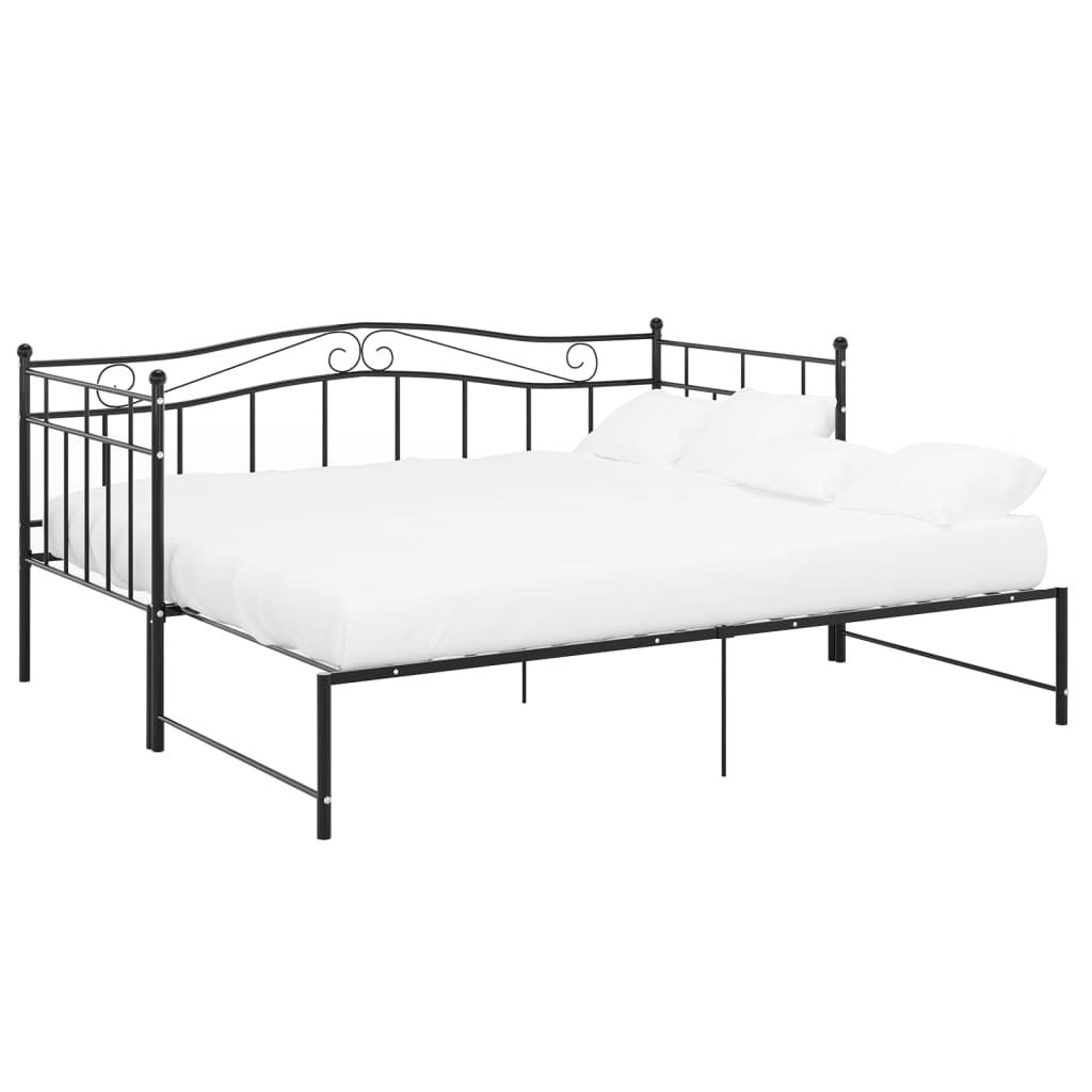 Uttrekkbar ramme til sovesofa svart metall 90x200 cm
