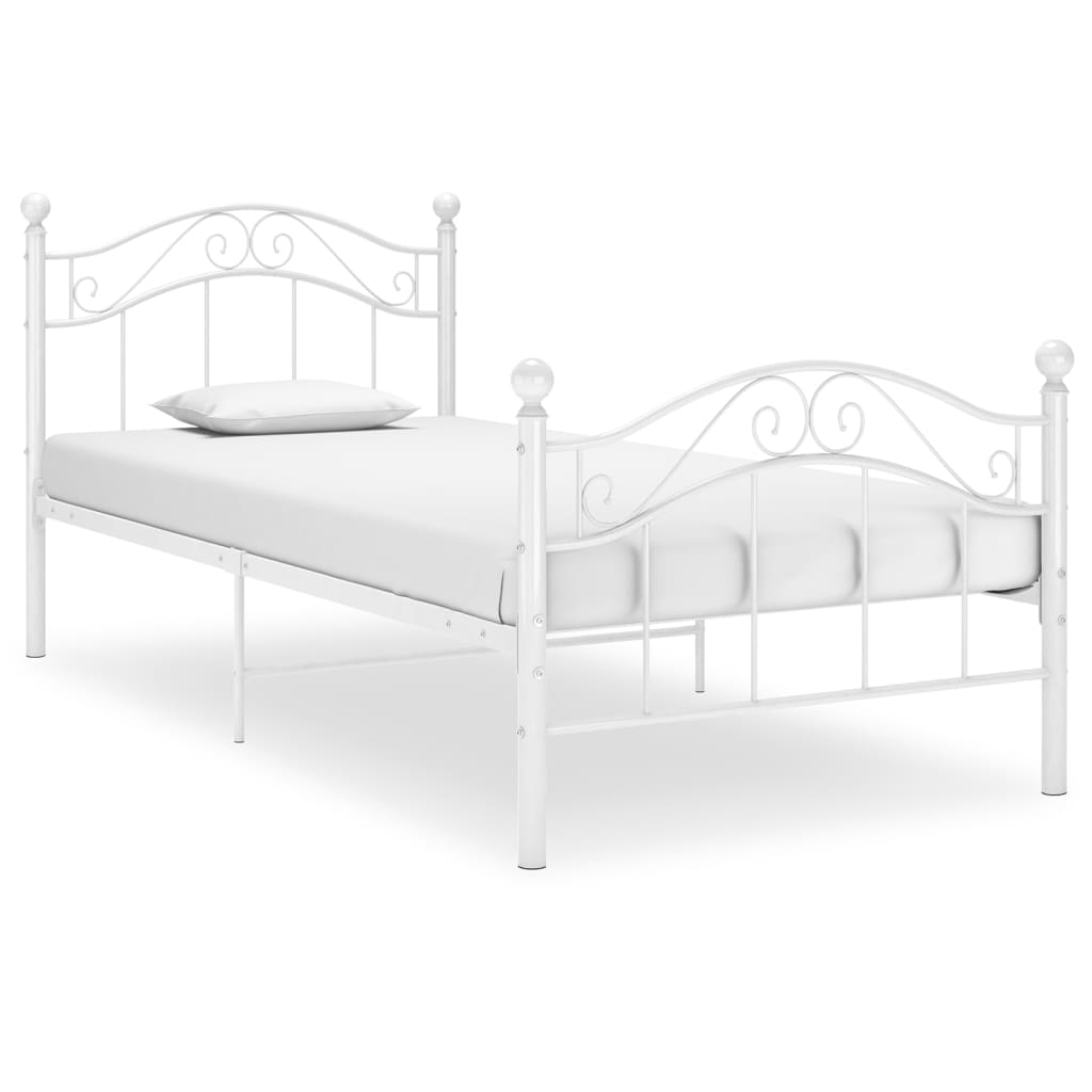 Sengeramme hvit metall 90x200 cm