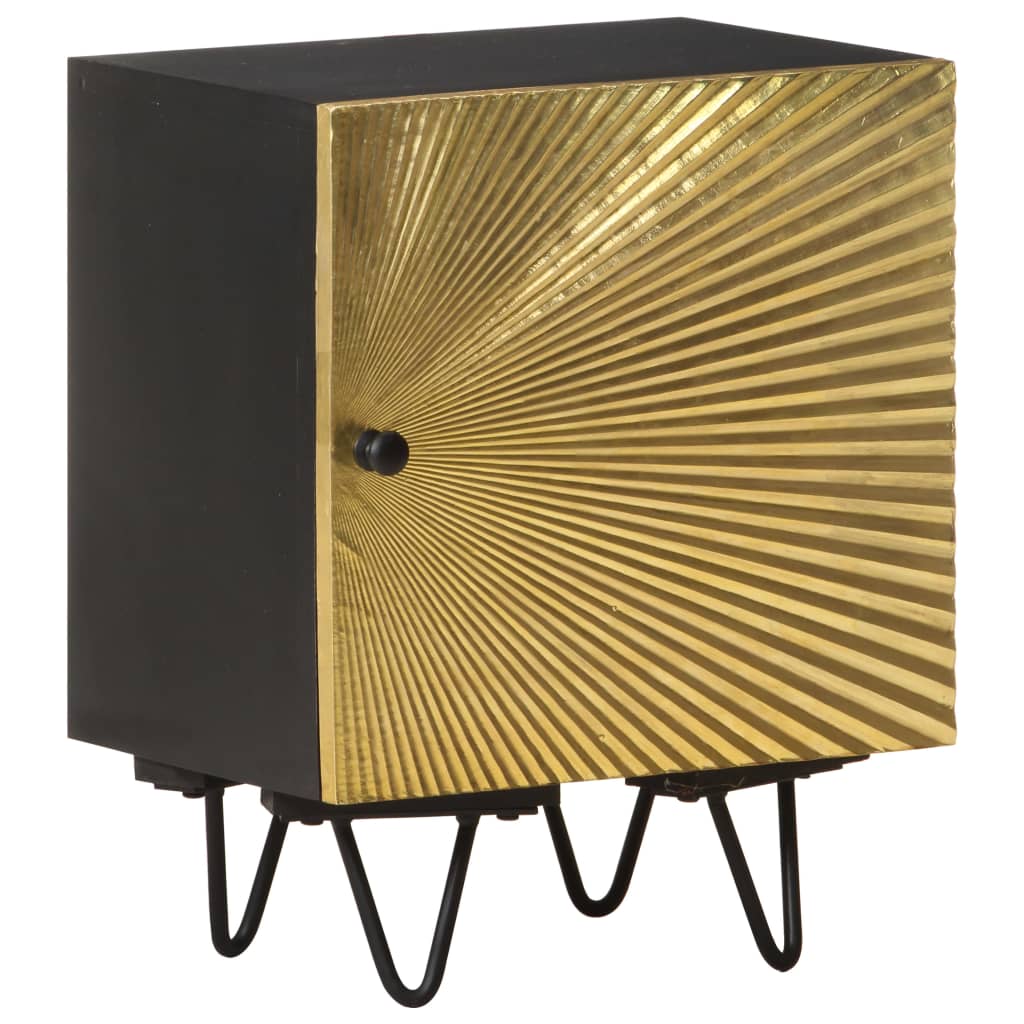 Nattbord med messingfront 40x30x50 cm heltre mango
