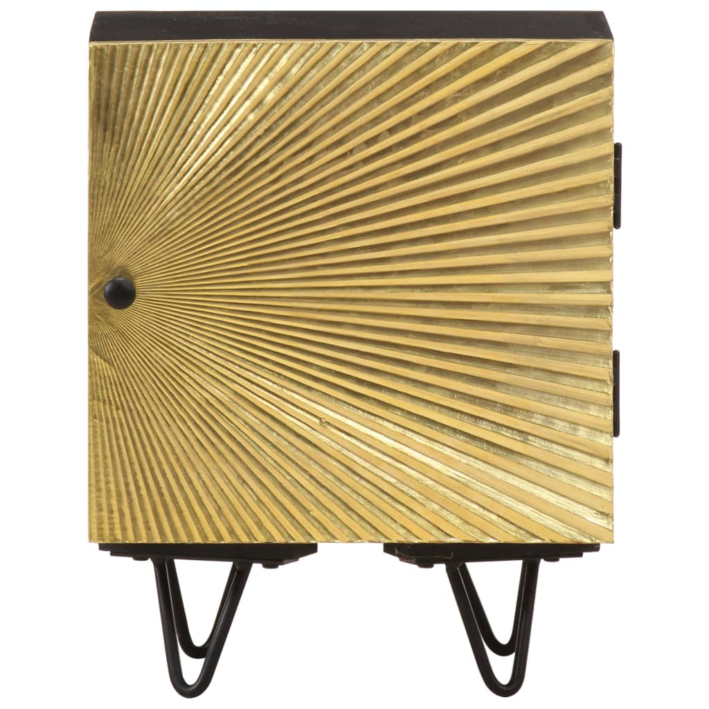 Nattbord med messingfront 40x30x50 cm heltre mango