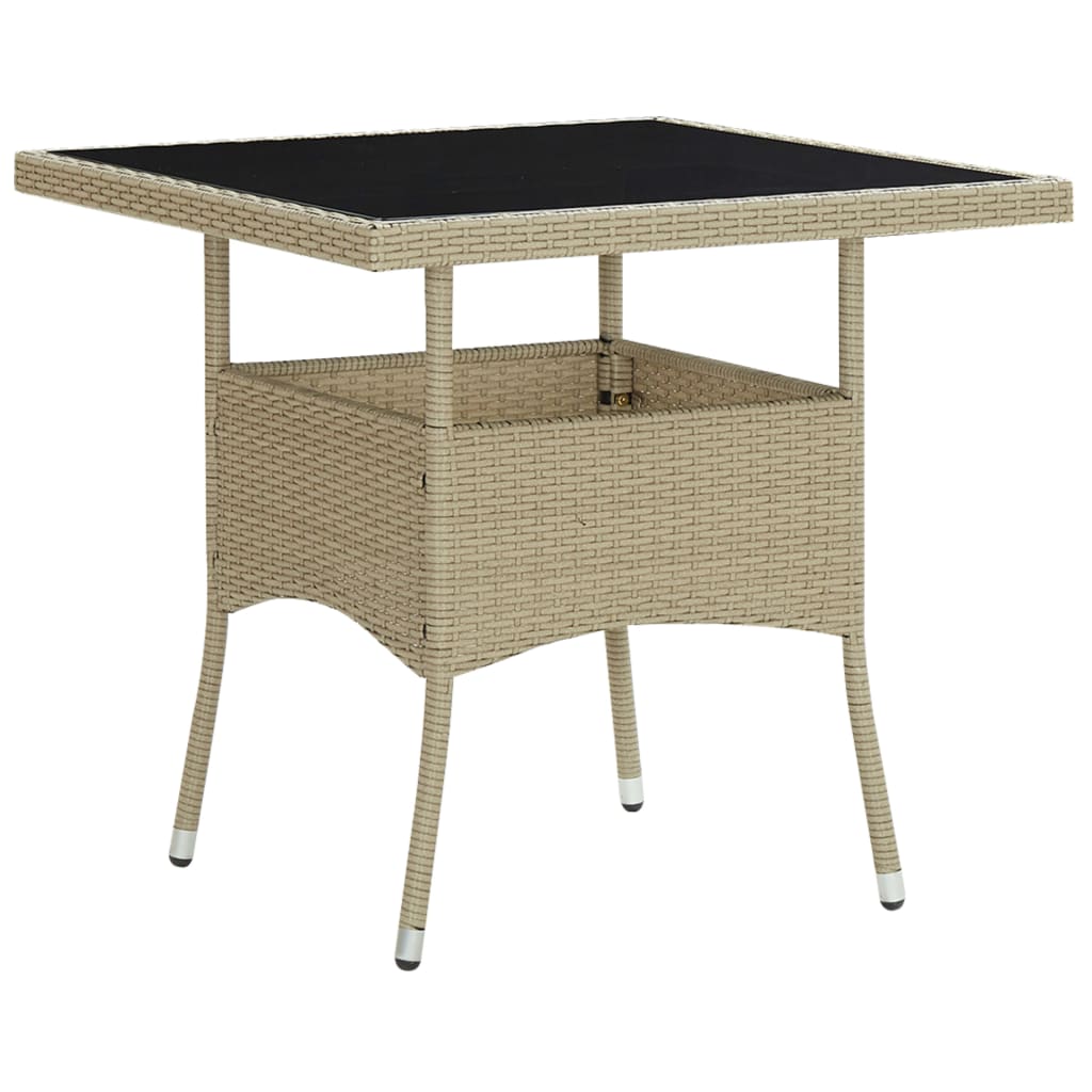 Hagespisegruppe 3 deler beige polyrotting og glass