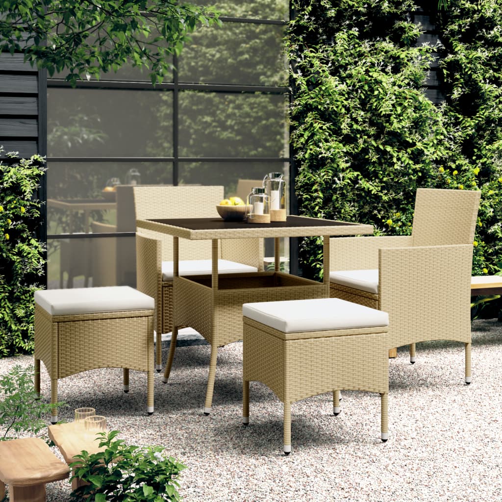 Hagespisegruppe 5 deler polyrotting beige