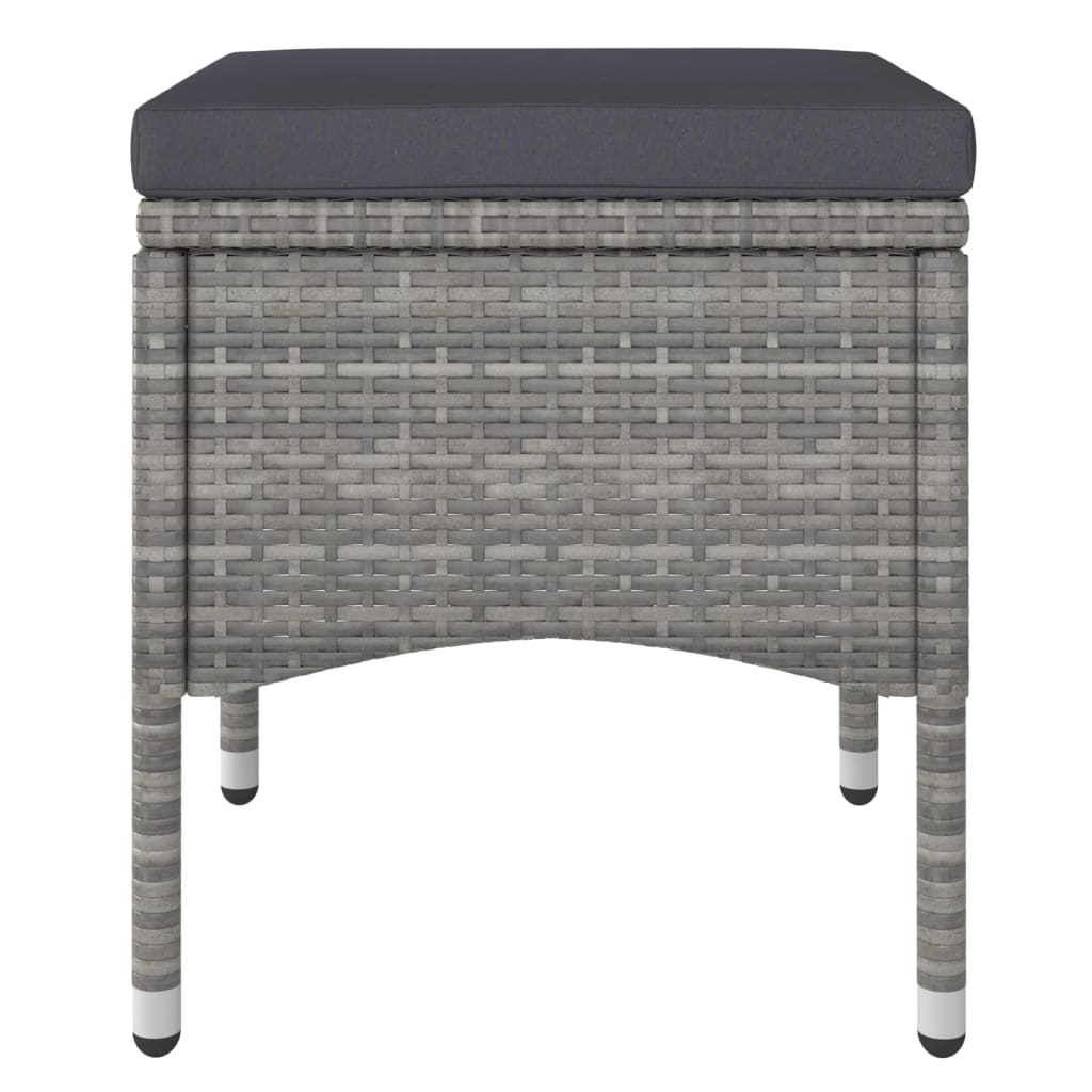 Hagespisegruppe 5 deler polyrotting og herdet glass grå