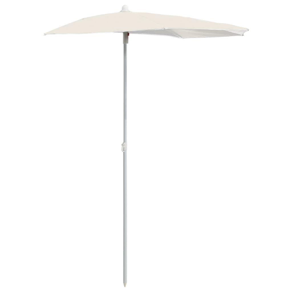 Halvrund parasoll med stang 180x90 cm sand