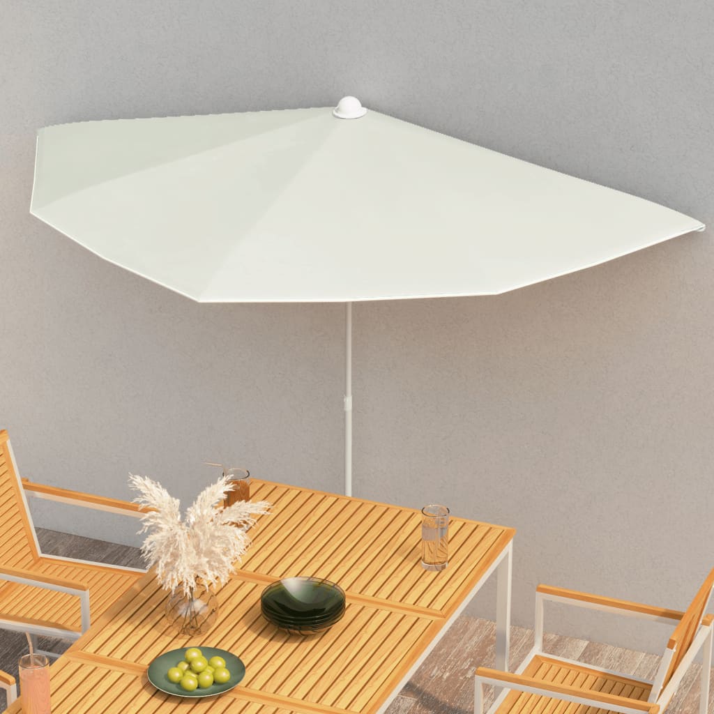 Halvrund parasoll med stang 180x90 cm sand