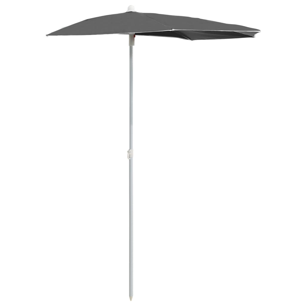 Halvrund parasoll med stang 180x90 cm antrasitt