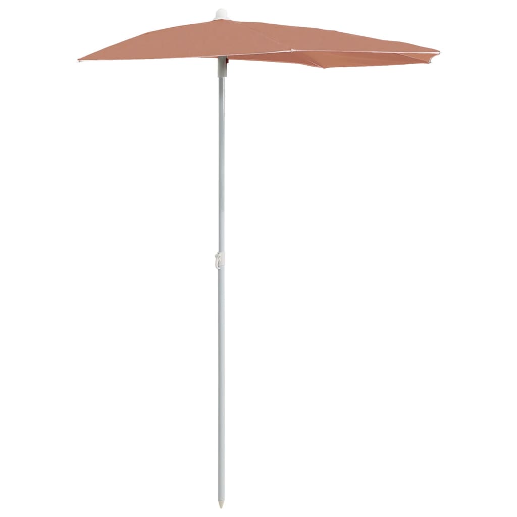 Halvrund parasoll med stang 180x90 cm terrakotta