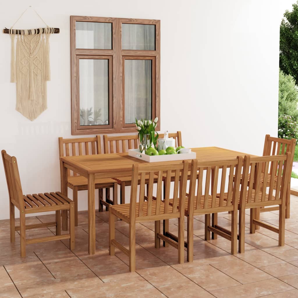 9-delers hagespisesett 180x90 cm heltre teak