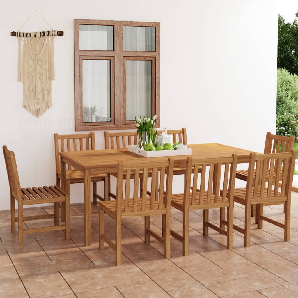 9-delers hagespisesett 200x100 cm heltre teak