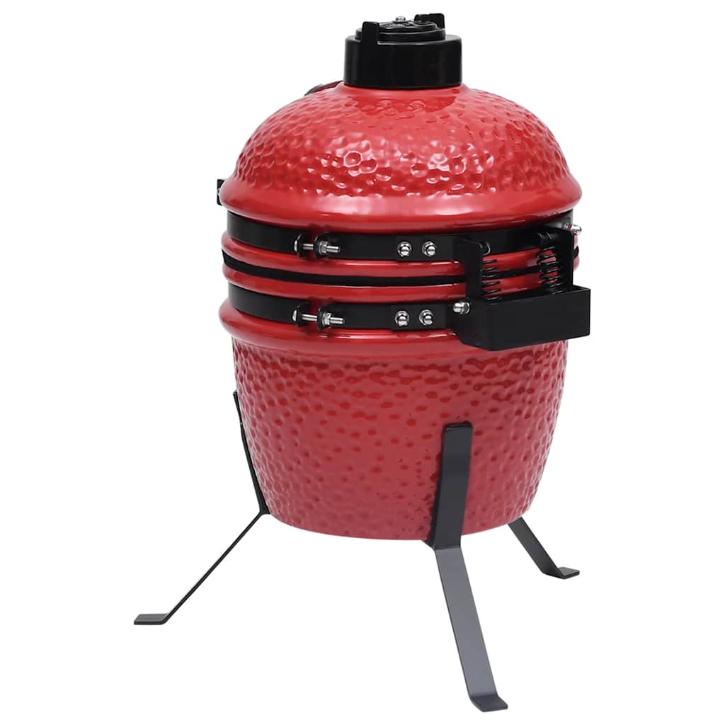 Kullgrill med røyker Kamado keramisk 56 cm rød