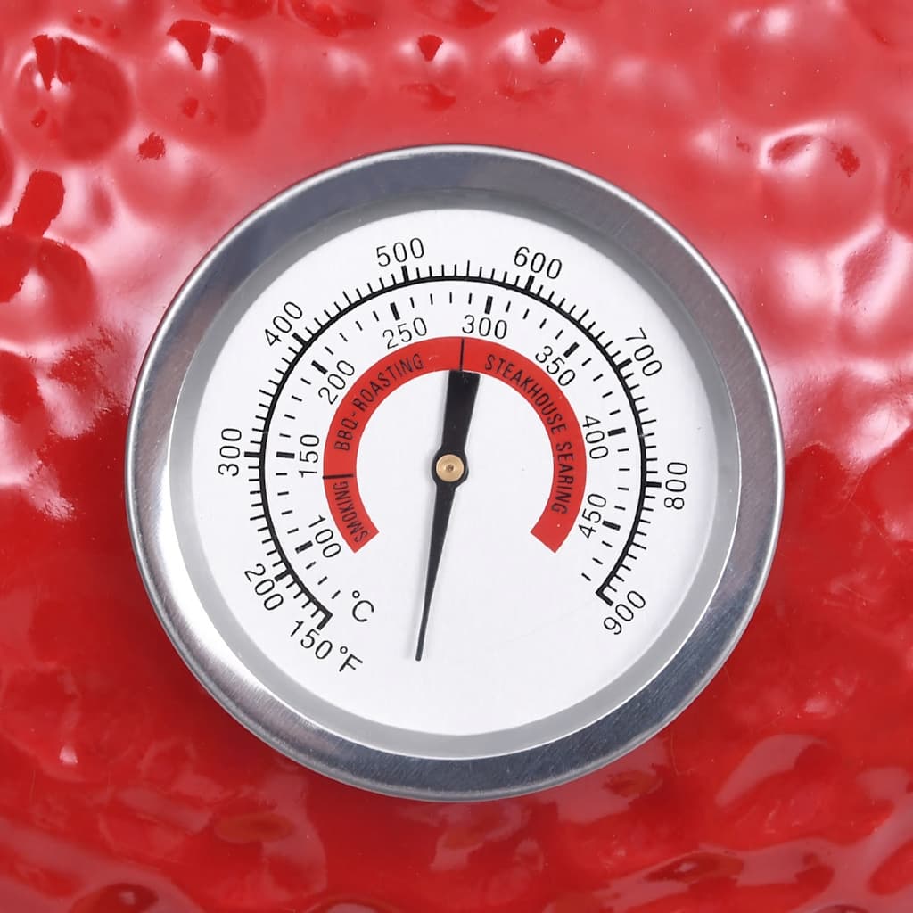 Kullgrill med røyker Kamado keramisk 56 cm rød