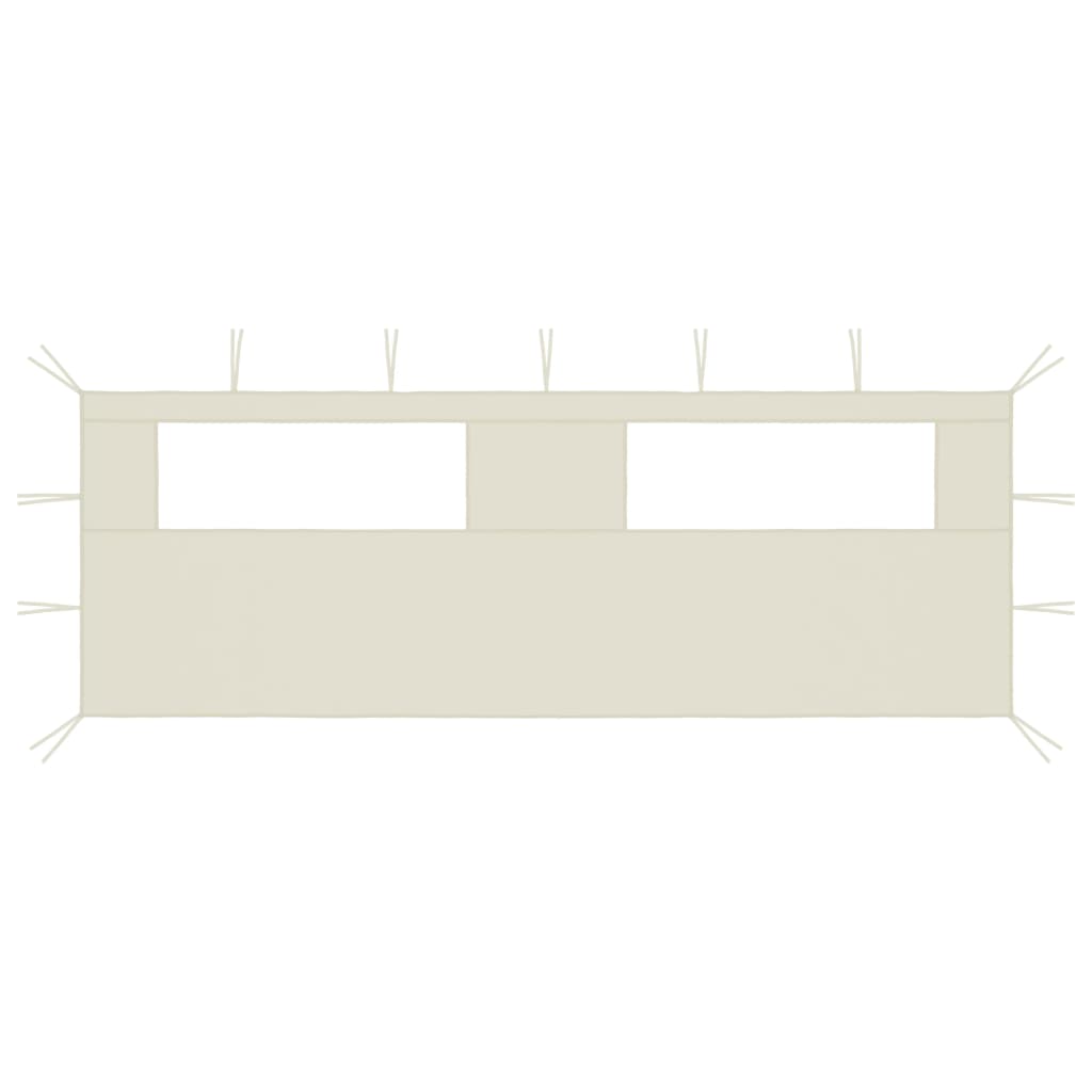 Sidevegg til paviljong med vinduer 6x2 m kremhvit