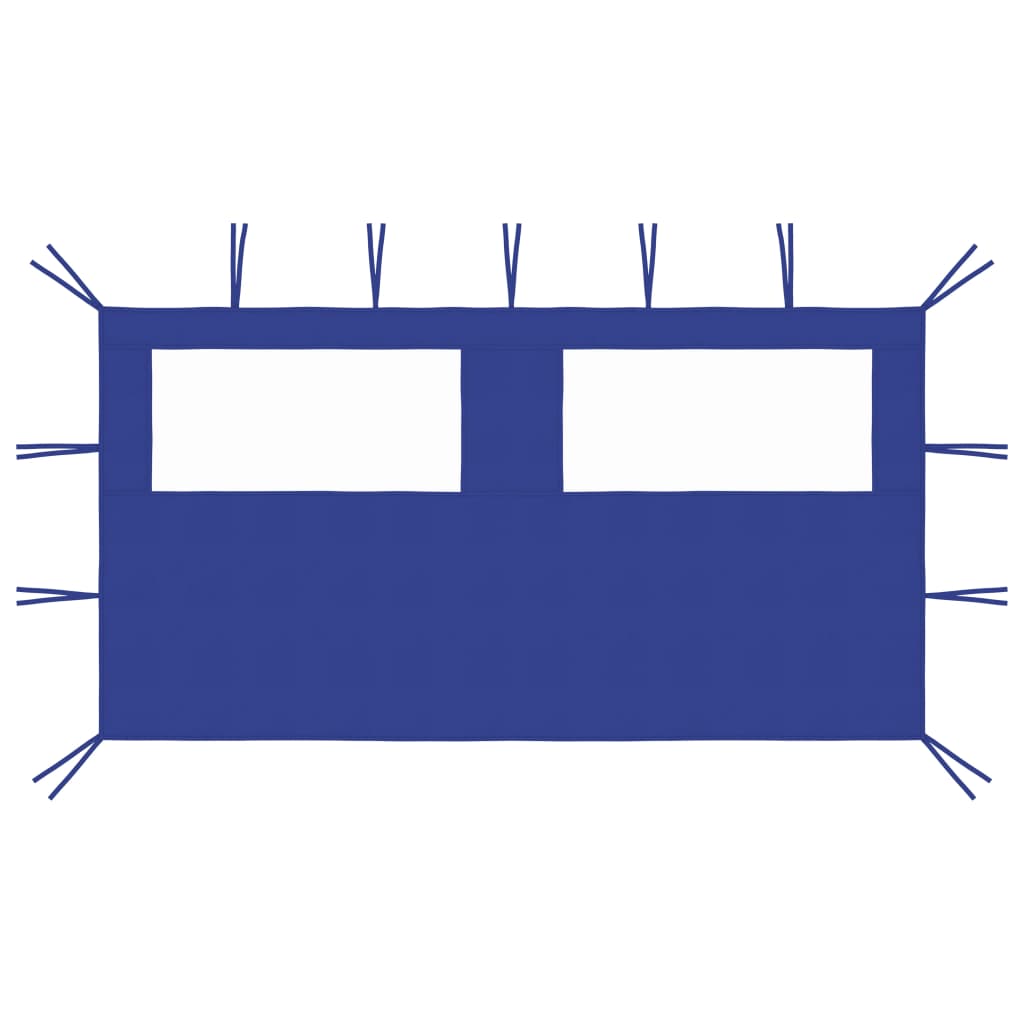 Sidevegg til paviljong med vinduer 4x2 m blå