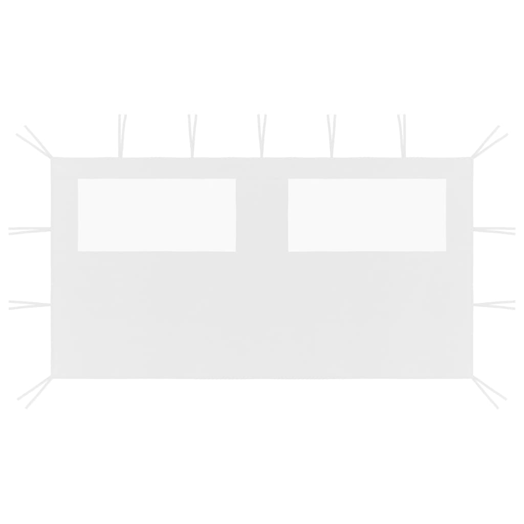 Sidevegg til paviljong med vinduer 4x2 m hvit