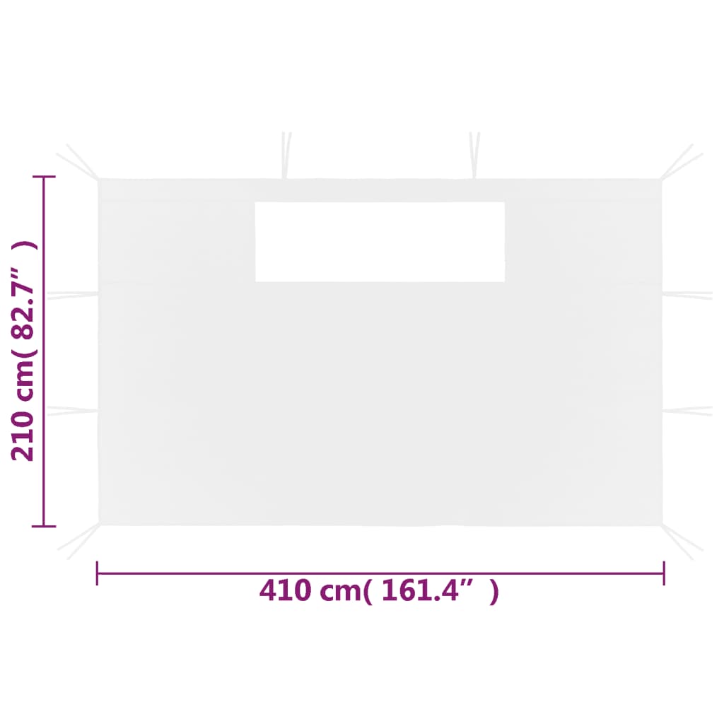 Sidevegger til paviljong med vinduer 2 stk hvit