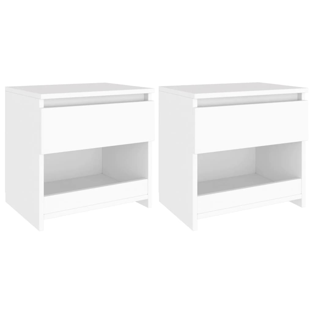 Nattbord 2 stk hvit 40x30x39 cm sponplate