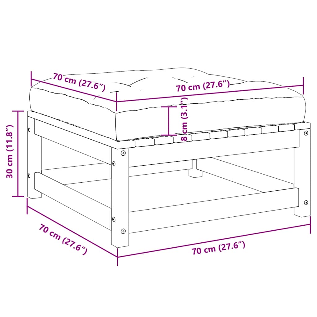 Utendørs fotskammel med pute honningbrun heltre furu