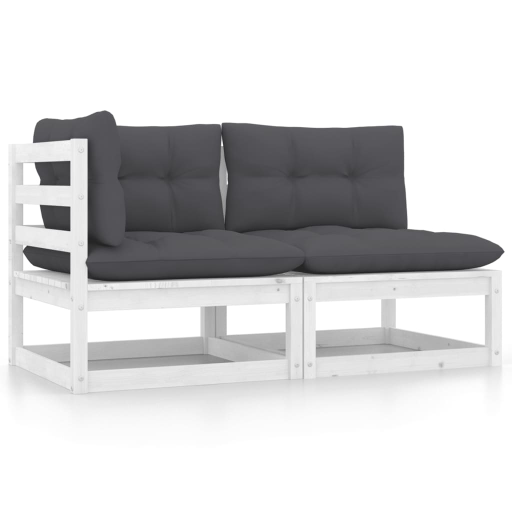 Hagesofagruppe med puter 2 deler hvit heltre furu