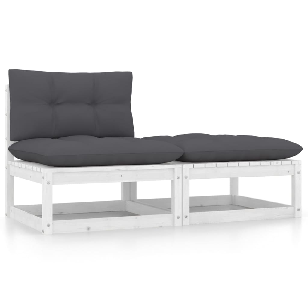 Hagesofagruppe med puter 2 deler hvit heltre furu