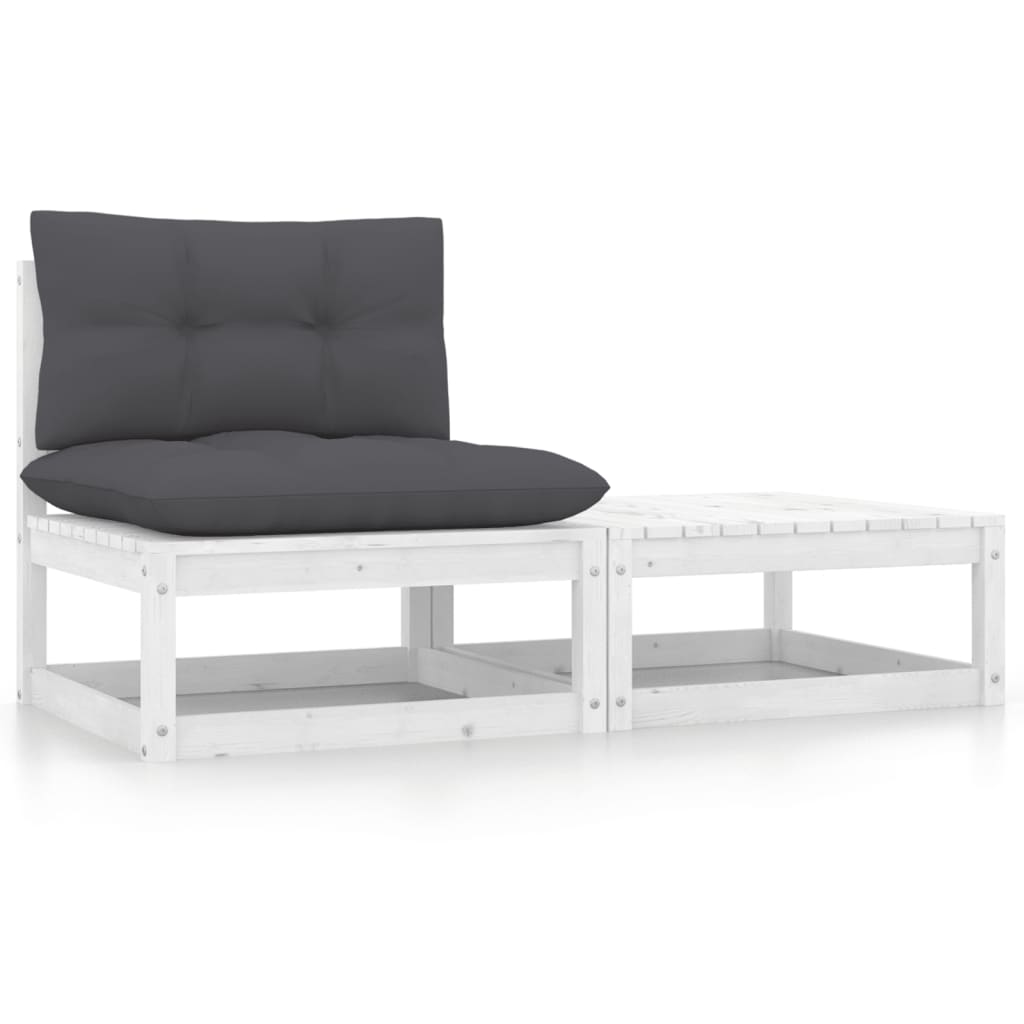 Hagesofagruppe med puter 2 deler hvit heltre furu