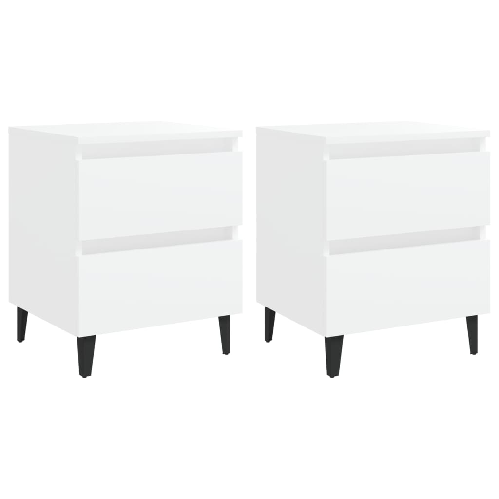Nattbord 2 stk hvit 40x35x50 cm sponplate