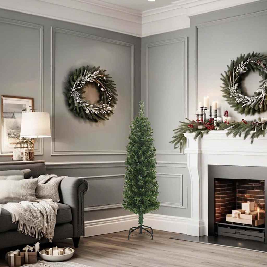 Slankt kunstig juletre med stativ grønn 120 cm PVC