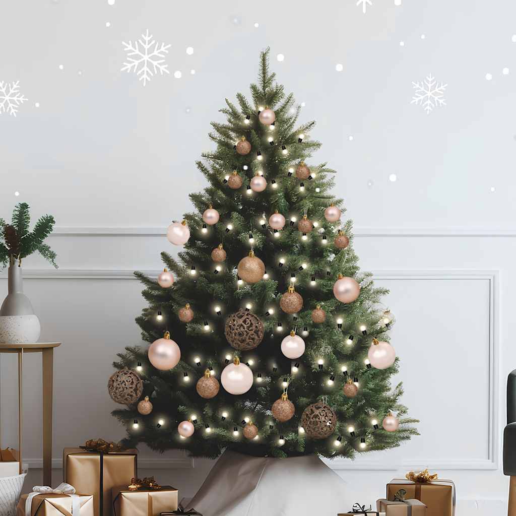 Julekulesett 61 deler med topp og 150 LED rosa gull