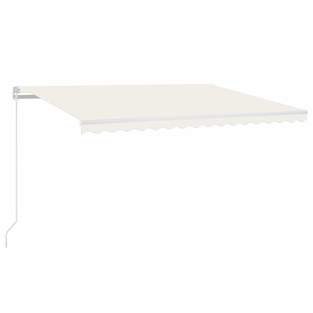 Manuell uttrekkbar markise med LED 400x300 cm kremhvit