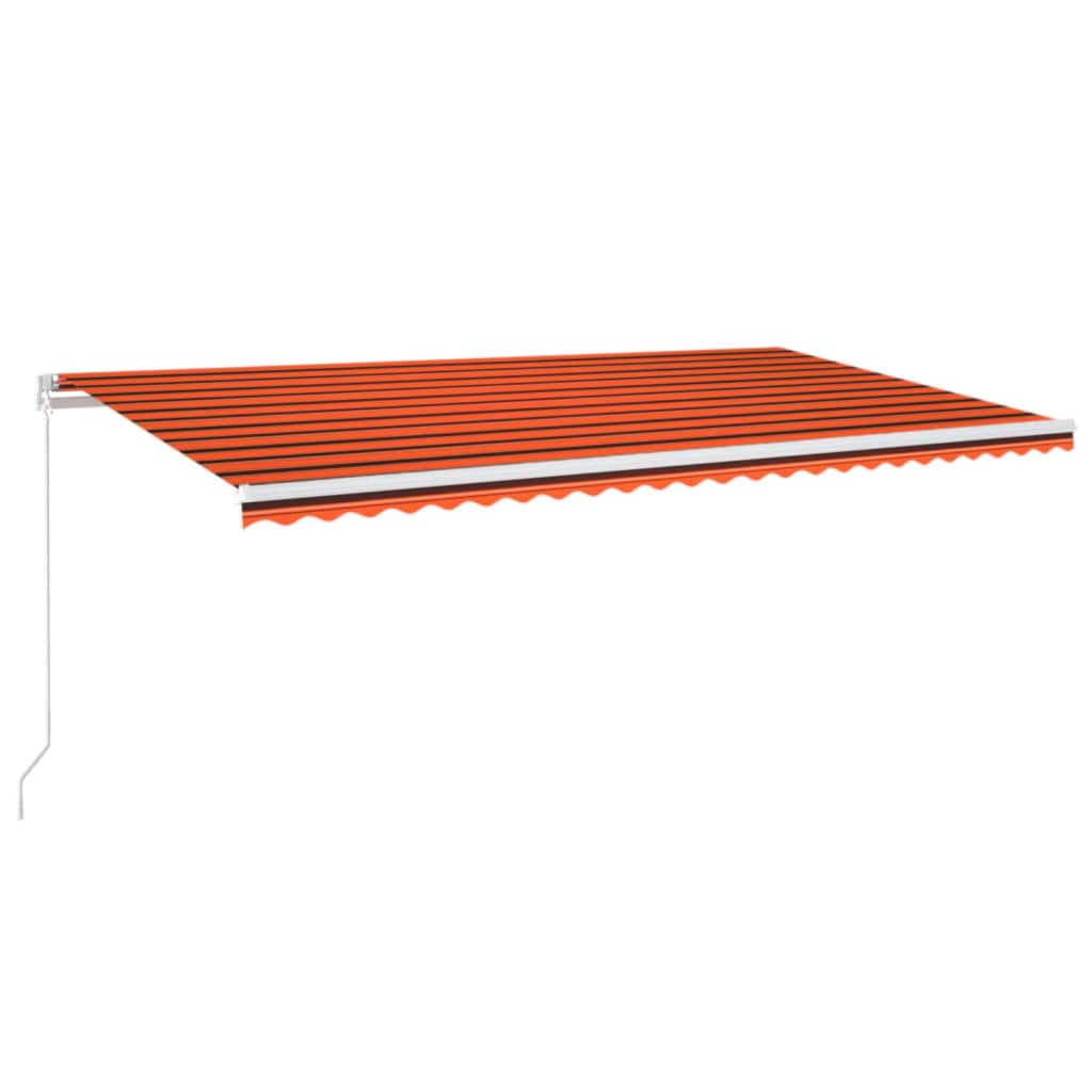 Manuell uttrekkbar markise med LED 600x300 cm oransje og brun