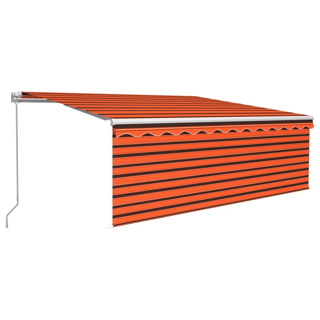 Manuell uttrekkbar markise med rullegardin 4x3 m oransje brun