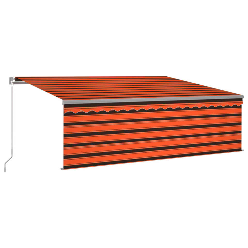 Manuell uttrekkbar markise med rullegardin 4x3 m oransje brun