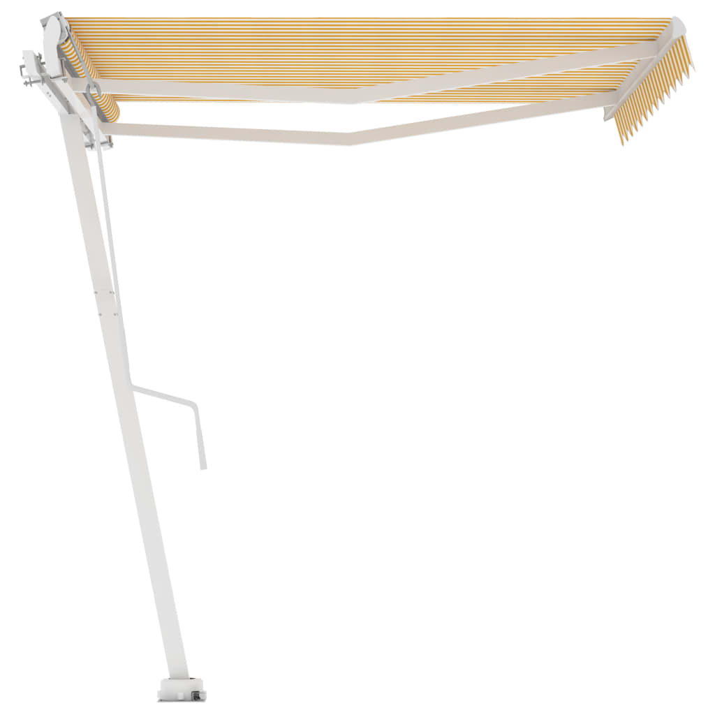 Frittstående automatisk markise 300x250 cm gul og hvit