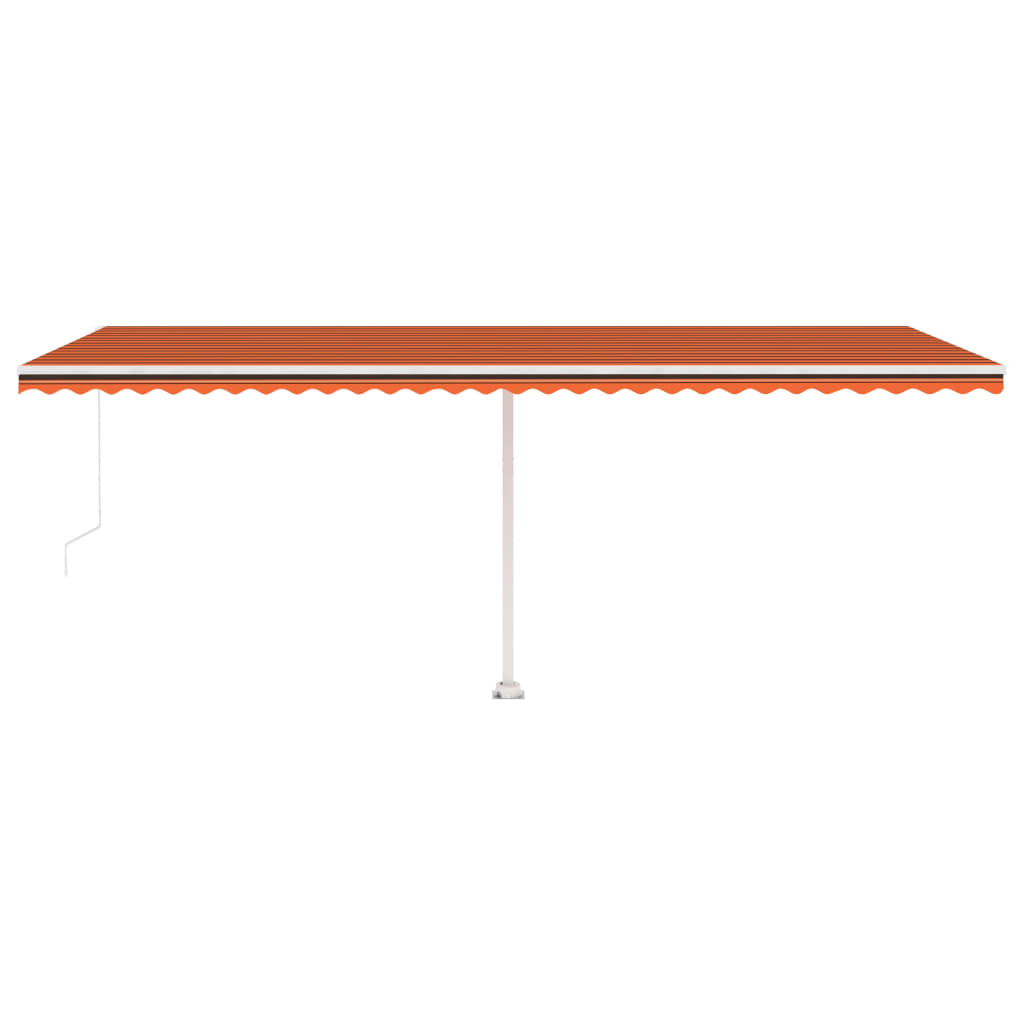 Manuell uttrekkbar markise med LED 600x300 cm oransje og brun