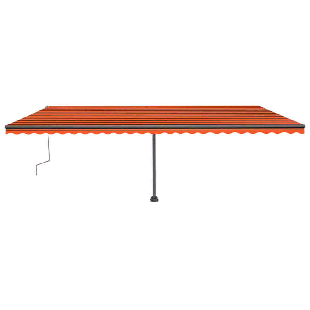 Manuell uttrekkbar markise med LED 600x300 cm oransje og brun