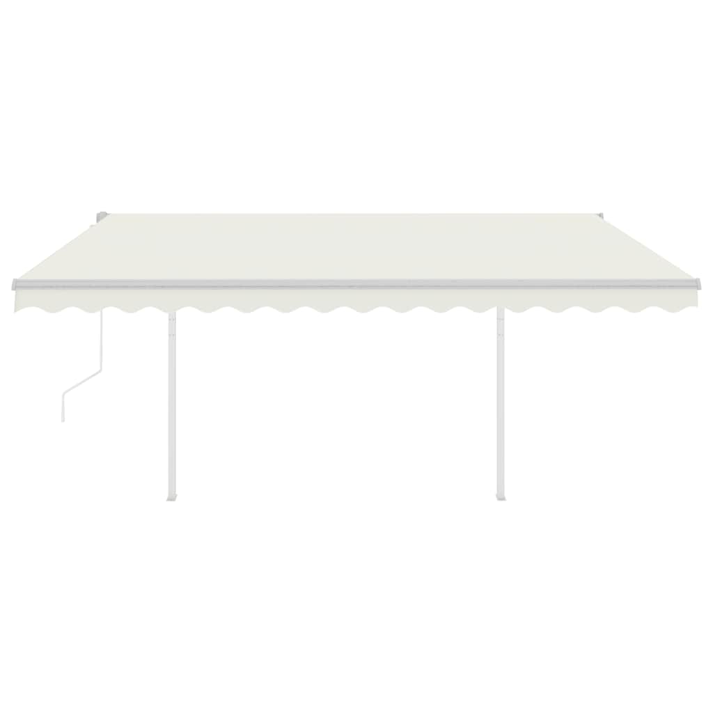 Automatisk uttrekkbar markise med stolper 4x3 m kremhvit