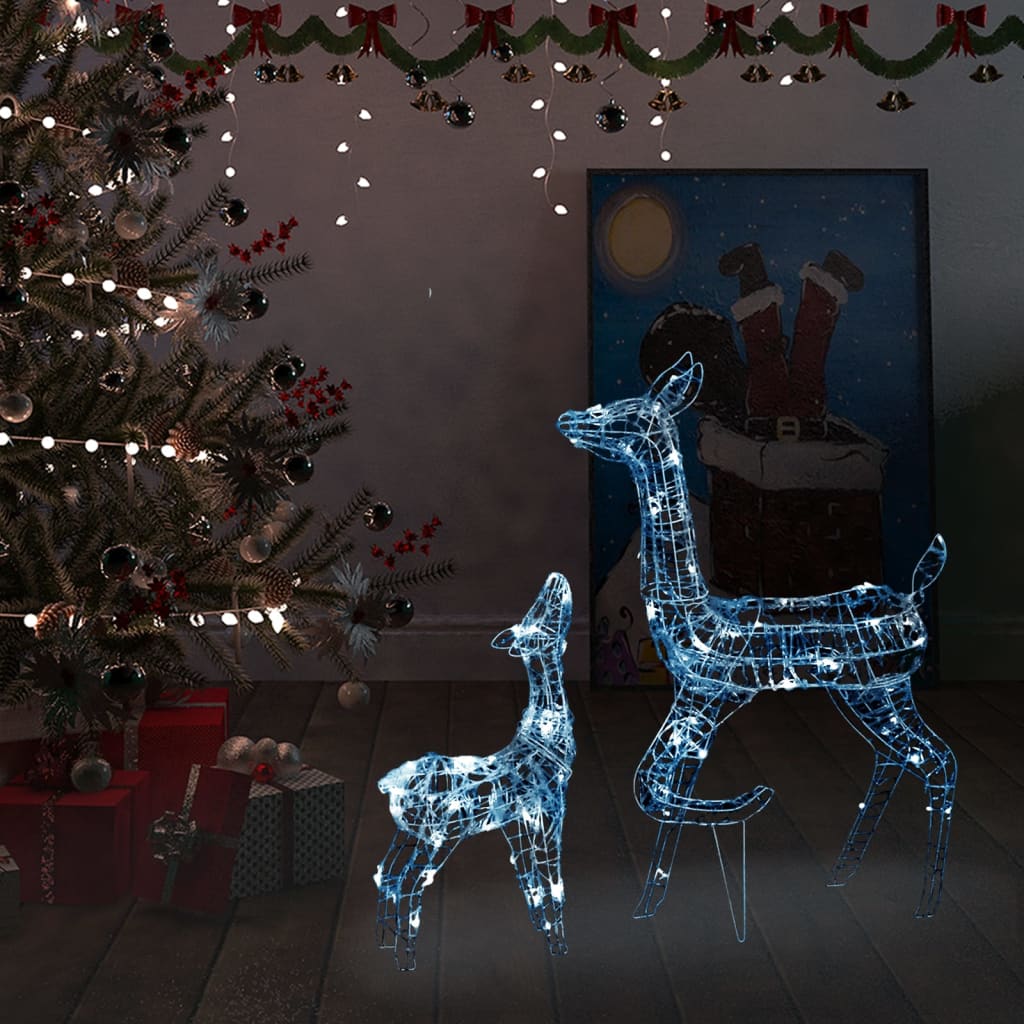 Julereinsdyrfamilie akryl 160 LED 160 cm kaldhvitt