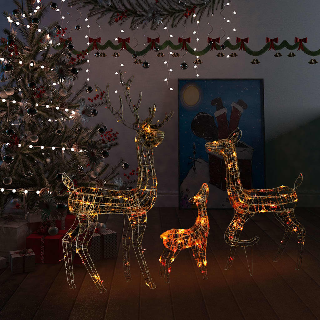 Julereinsdyrfamilie akryl 160 LED 300 cm flerfarget